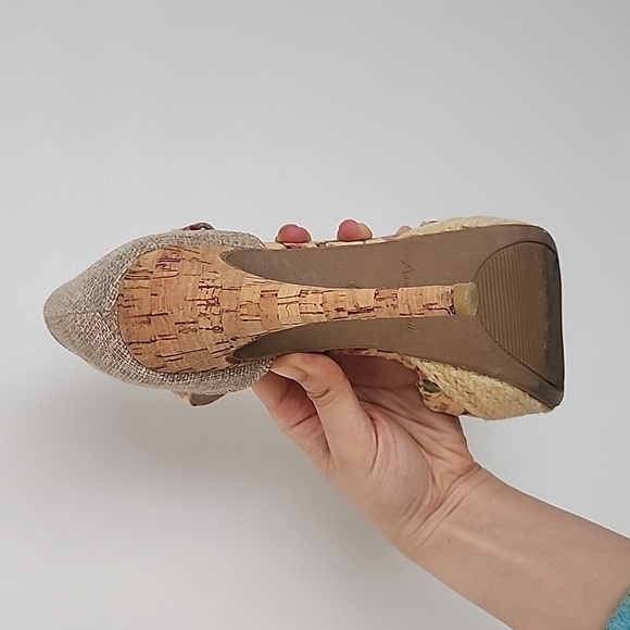 Anne Michelle Pink Viral Platform Peep Toe Wedge High Heels Pumps Cottage Core - Picture 5 of 9